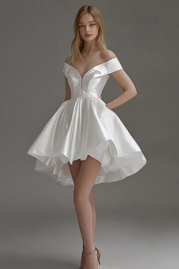 Corset en satin blanc Robe courte de graduation